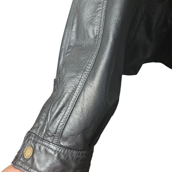 Urban Equipment Vintage Black Leather Jacket With Stand-Up Collar full zipper & - Picture 4 of 13